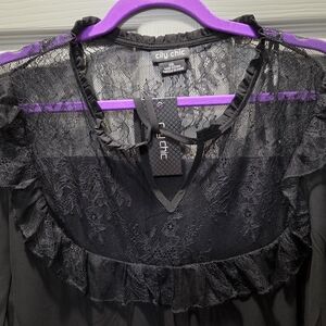 City Chic Black Lace Blouse